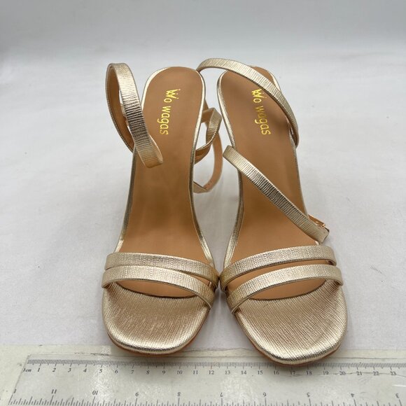 Wo Wagas Gold Ankle Strap High Heels Open Toe Buckle Shoes Party Prom Sandals - Picture 3 of 8